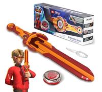 INFINITY NADO trottola metallica, con lanciatore a spada, trottola luminosa, adatta a bambini e bambine dai 5 ai 10 anni e oltre, Blazing War Bear, rosso.
