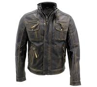 Infinity Nero Caldo Brando Giubbotto da Motociclista in Pelle da Uomo 2XL