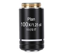 Infinity Plan Microscope Objective Lens 20.2mm RMS Thread Biological Microscope Objective for Laboratory and Educational Use Aluminum Alloy Optical Glass (100X)