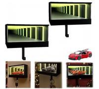 Infinity Tunnel Design Wall Key Holder,Led Light - Magnetic Hook Rack For Car Keys And Remotes, Easy Mount Home Decor For Garage, Entryway Or Man Cave (Black,2 PCS)