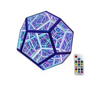Infinty Dodecaedron, Creative and Cool Space LED Night Lamp, Color Art Night Light, Party Atmosphere Adjustable Color Light (A)