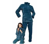 Infiore Pigiama Donna Pile Effetto Coral - Morbido e Felpato - Invernale (21493 Topazio, M)