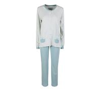 Infiore Pigiama lungo da donna aperto in cotone interlock taglie forti - acqua m