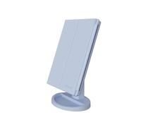Infitrans Specchio con Luce,Specchi da Tavolo con Touch Screen Tri-Fold, ingrandimento 1x / 2X / 3X e Caricatore USB o Wireless, Luce LED Regolabile a 180 ° per Il banco da Viaggio (Blu)