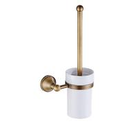 INFJMH Bagno Porta scopino per WC in Ottone Antico Montato a Parete Porta scopino per WC con Tazza in Ceramica Accessori da Bagno con Decorazioni Vintage spazzolone WC