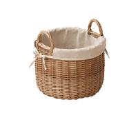 INFJMH Cesto Cesto portabiancheria Rotondo in Vimini Intrecciato in Stile Giapponese, con Manici e Fodera Rimovibile, portabiancheria Sporca, Organizer per Camera da Letto cesta