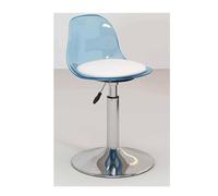 INFJMH Sgabello Acrylic Bar Stool with Clear Back Armless Kitchen Counter Height Barstool Adjustable Hydraulic Swivel Bar Chair for Kitchen Dining Pub Cafe Soggiorno(Blauw)