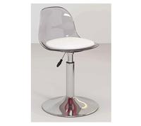 INFJMH Sgabello Acrylic Bar Stool with Clear Back Armless Kitchen Counter Height Barstool Adjustable Hydraulic Swivel Bar Chair for Kitchen Dining Pub Cafe Soggiorno(Gris)