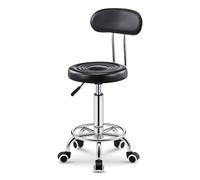 INFJMH Sgabello Sgabello da bar altezza bancone con schienale Sgabello da bar girevole rotolante in pelle PU con ruote Regolazione 44-56 cm for sala da pranzo pub cucina Soggiorno(Svart)