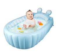 Inflatable Baby Bathtub, Space-Saving Toddler Bath Tub, Portable Air-Filled Design, Soft and Comfortable Structure, Ideal for Swimming Pool, Home, Daycare, Hospital Use, Blue