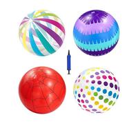 Inflatable Beach Ball - 4 pezzi Fun Summer Game Set With Air Pump For Active Outdoor Play and Water Activities | Lightweight Durable Design Provides Easy Inflation and Enjoyable Group Entertainment
