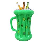 Inflatable Beer Cooler, PVC Floating Beverage Container, Portable Large Ice Holder Drinks, Ideal for Pool, Birthday, Party Decoration, Coolers Mug, Celebration Use, Green/Yellow