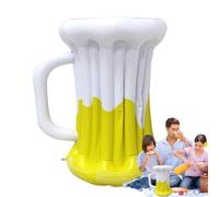 Inflatable Beer Cooler, PVC Floating Beverage Container, Portable Large Ice Holder Drinks, Ideal for Pool, Birthday, Party Decoration, Coolers Mug, Celebration Use, Green/Yellow