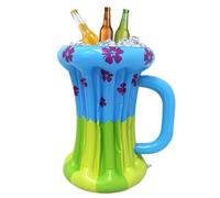 Inflatable Beer Cooler, PVC Floating Beverage Container, Portable Large Ice Holder Drinks, Ideal for Pool, Birthday, Party Decoration, Coolers Mug, Celebration Use, Green/Yellow