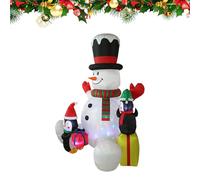 Inflatable Christmas Decorations - Christmas Inflatable Sitting Snowman, 7ft Display Decor with 2 pinguini, Christmass Inflatablee Snowman for Family Friends Indoor, Outdoor Party Holiday Lawn