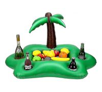 Inflatable Coconut Tree Drink Holder Green Portable Floating Beverage Salad Fruit Serving Bar Pool Float Party Accessories Summer Beach Leisure Cup Bo