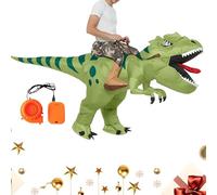 Inflatable Dinosaur Costume - Ride On T-Rex Suit For Adults With Battery-Powered Fan | Blow Up Dinosaur Costume With Realistic Design and Quick Inflation | For Halloween, School Theme Parties, Stage P