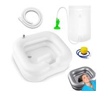 Inflatable Hair Wash Basin with 1m Drain Hose, for Elderly, Pregnant Women, Injured, Disabled & Postoperative Patients, Leak-Proof Hair Wash Tub with Adjustable Cushion (4Pcs All)