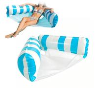 Inflatable Pool Floats, 2 in 1 Striped Inflatable Hammock Float, Portable Water Hammock with Bottom Mesh Support, Cooling Pool Floating Lounger for Lake Sea Beach, 43.31x23.62x5.91 Inches