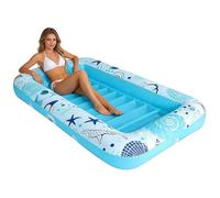Inflatable Pool Lounger - Tanning Lounger with Cup Holder, Sunbathing Bed Lounge for Adults, Couples, and Families, Vacation, Resort, Beach, Lake, and Summer Relaxation