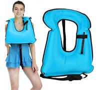 Inflatable Snorkel Vest, Portable Blow Quickly PVC Snorkeling Vest Adult, Waterproof and Anti-Sinking, Safety Load Up to 220 IbsInflatable Snorkel