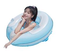 Inflatable Swimming Rings - Piscina Tubi | Swimming Pool Toys | Inflatable Water Play Floaty | Doppio Layered PVC Thickened Adult Version With Handles Cyan Summer Travel Float For River Party Vacation