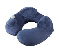 Inflatable Travel Neck Pillow - Blow up Airplane Support, Manually Pressed Headrest with Washable Cover, Portable Neck Pillows, Storage Pouch included, Flights Accessory for Car Cruise Road Trip