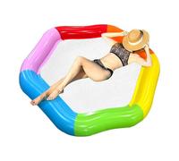 Inflatable Water Float - 177x157cm Hexagonal Colorful Pool Mat, Adult Permeable Mesh Rainbow Block Floating Lounger, Summer Vacation Lounge Raft | Lake Sea Beach River Camping Water Parties