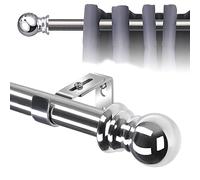 INFLATION Bastoncini per tende estensibili con punta rotonda, 76-369 cm, aspetto acciaio inossidabile 1 corpo, metallo, argento 76-110 cm