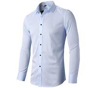 INFLATION Camicia Elastica Uomo, Manica Lunga, Slim Fit, Casual/Formale Sia Disponibile, più Colori tra Cui Scegliere