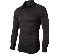 INFLATION Camicia Elastica Uomo, Manica Lunga, Slim Fit, Casual/Formale Sia Disponibile, più Colori tra Cui Scegliere