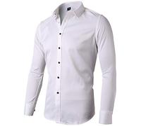 INFLATION Camicia Elastica Uomo, Manica Lunga, Slim Fit, Casual/Formale Sia Disponibile, più Colori tra Cui Scegliere