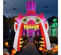 Infleasjoiy Arco da clown da 4 m, decorazione gonfiabile per esterni, decorazione per cortile con luci a LED, per prato esterno, giardino, feste in famiglia