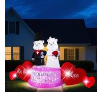 InfleasJoiy Coppia di orsetti gonfiabili da 3 m, luci LED integrate e luci lampeggianti colorate, decorazione gonfiabile per esterni per feste e proposte di matrimonio