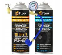 INfloo Quick A/C R134a - Set refrigerante | 690 ml 3 in 1 gas + olio + sigillante | con tubo & manometro | ricambio per R134a/R12 fino all'anno di costruzione 2016