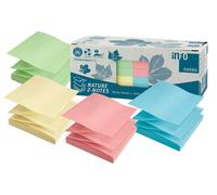inFO Notes 100% Recycled Sticky Notes, Pastel Mix, Blue Angel Certified, 100 She