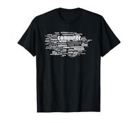 Informatica Scala di Grigi Word Cloud Design di Termini Chiave Maglietta