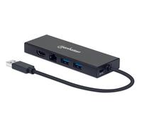 Manhattan 152846 replicatore di porte e docking station per notebook USB tipo A Nero