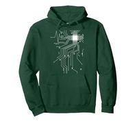 informatico Programmatore di Computer Programmatore CPU cuor Felpa con Cappuccio, Unisex per Adulti, Verde Foresta, L