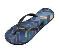 Infradito alla moda astratta a spina di pesce in gomma blu oro sandali essenziali flip per le vacanze (prop1), Trendy Astratto A Spina Di Pesce Oro Blu, XX-Large