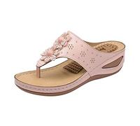 Infradito alla moda da donna, comode, infradito da donna, con zeppa estiva, casual, con funzione massaggiante, per interni ed esterni, vacanze, vacanze estive, rosa, 38.5 EU