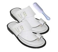 Infradito Antiscivolo Da Uomo, Sandali Correttivi Per Alluce Valgo Da Uomo Traspiranti In Pelle Estiva Casual, Regali Da Uomo Per La Festa Del Papà, Infradito Ortopediche Con Punta(Color:White,Size:40
