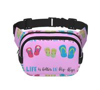 Infradito Calligrafia Scarpe da Spiaggia Stampa Piazza Doppio Strato Borsa Marsupio Trendy Pack Borsa da Viaggio con Bel Regolabile, nero, Taglia unica