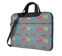 Infradito Calligrafia Scarpe da Spiaggia Stampa Versatile Borsa Per Computer Portatile Elegante Custodia Per Computer Portatile Con Borsa A Tracolla Messenger Opzioni Cartella, Nero , 15.6 inch