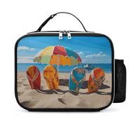 Infradito colorate, borsa per il pranzo a forma di palla da spiaggia, riutilizzabile, isolata, con porta bottiglia d'acqua, portatile, impermeabile, a prova di perdite, borsa per il pranzo per donne e