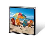 Infradito colorate Pallone da spiaggia Stampato Quadrato Distintivo Bottone in metallo Distintivo Bottone decorativo Spilla Spille da bavero Borsa Cappello Accessori per donne Uomini Alluminio
