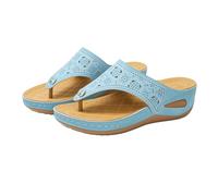 Infradito con plantare da donna, comode scarpe estive da donna, sandali estivi da donna, sandali estivi, stile vintage, lavabili, ciabatte estive per la festa della mamma, Celeste., 43 EU