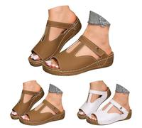 Infradito con Tacchi a Zeppe Sandali a Punta Aperta Scarpe leggere Comode Ciabatte Casual Morbide, Slippers per Esterni Scarpe Zeppe Pantofole Aperte, marrone, 40 EU