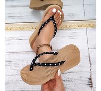 Infradito con zeppa da donna, sandali infradito con tacco basso, punta aperta, colori nero, cammello, multicolore, ciabatte da spiaggia, casual, versatili per uso quotidiano e vacanze CN36,CN37,CN38,C