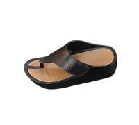 Infradito correttive da donna, estive, da spiaggia, con zeppa, regolabili, con ammortizzazione, sandali antiscivolo in pelle per le donne, Nero , 38.5 EU